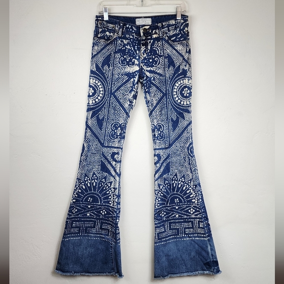 Free People Discharged Bleached Bali Mantra Jean Flares - Picture 5 of 7